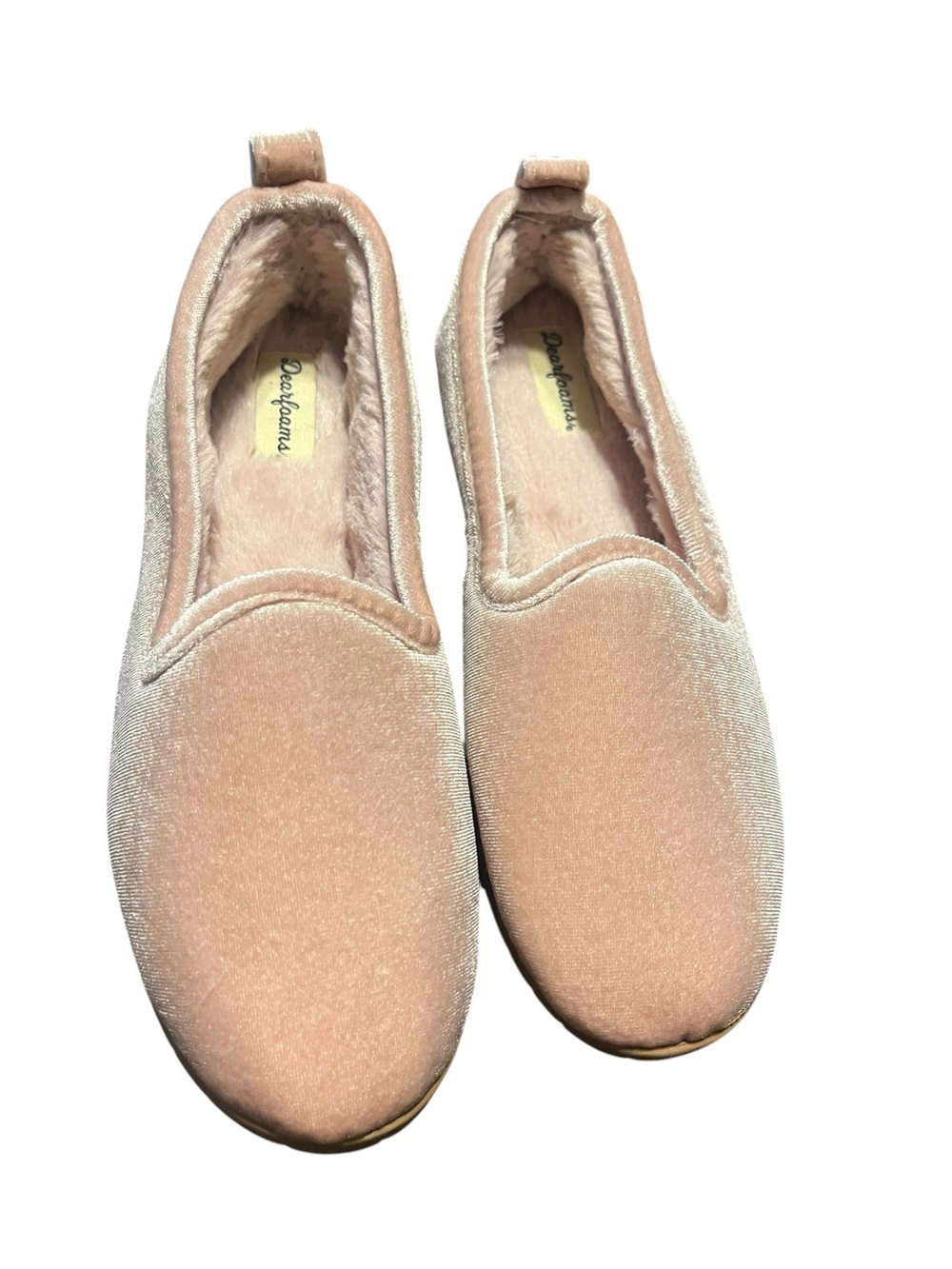 dearfoams Blush Pink Velvet Slip-On Slippers Size 7/8 NWOT